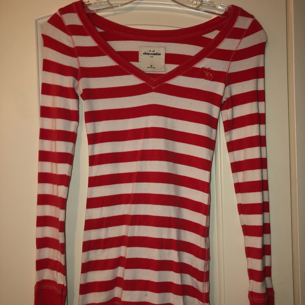 Abercrombie Kids coral and white striped shirt!